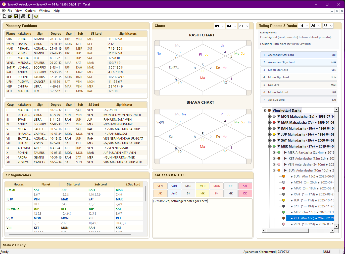 KP Astrology App Screenshot